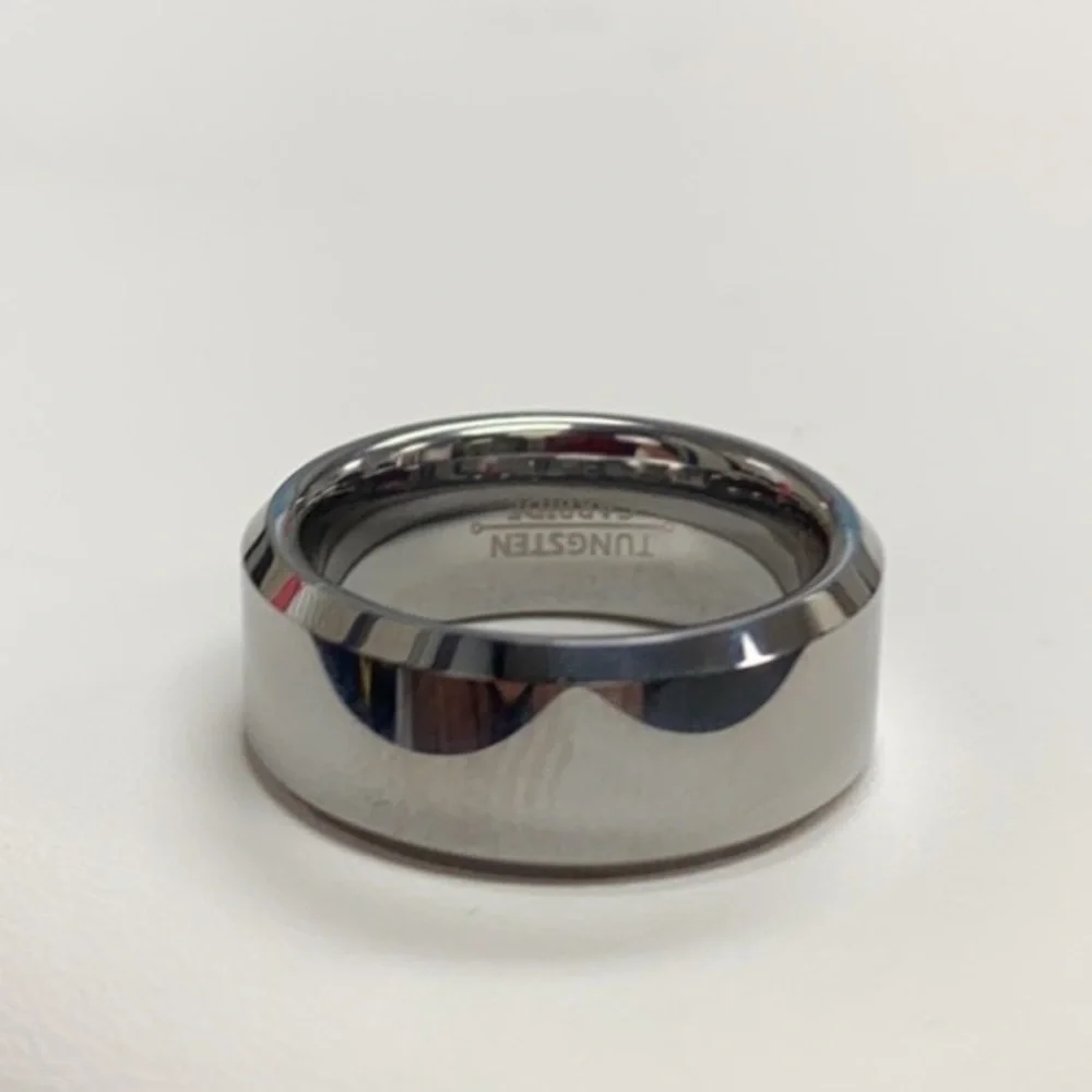 Tungsten Wedding Band Beveled Edges Comfort fit